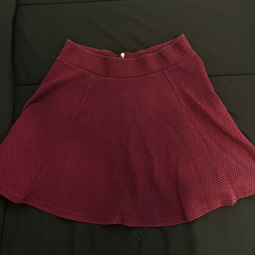 Maroon Mini Zip Up Skirt